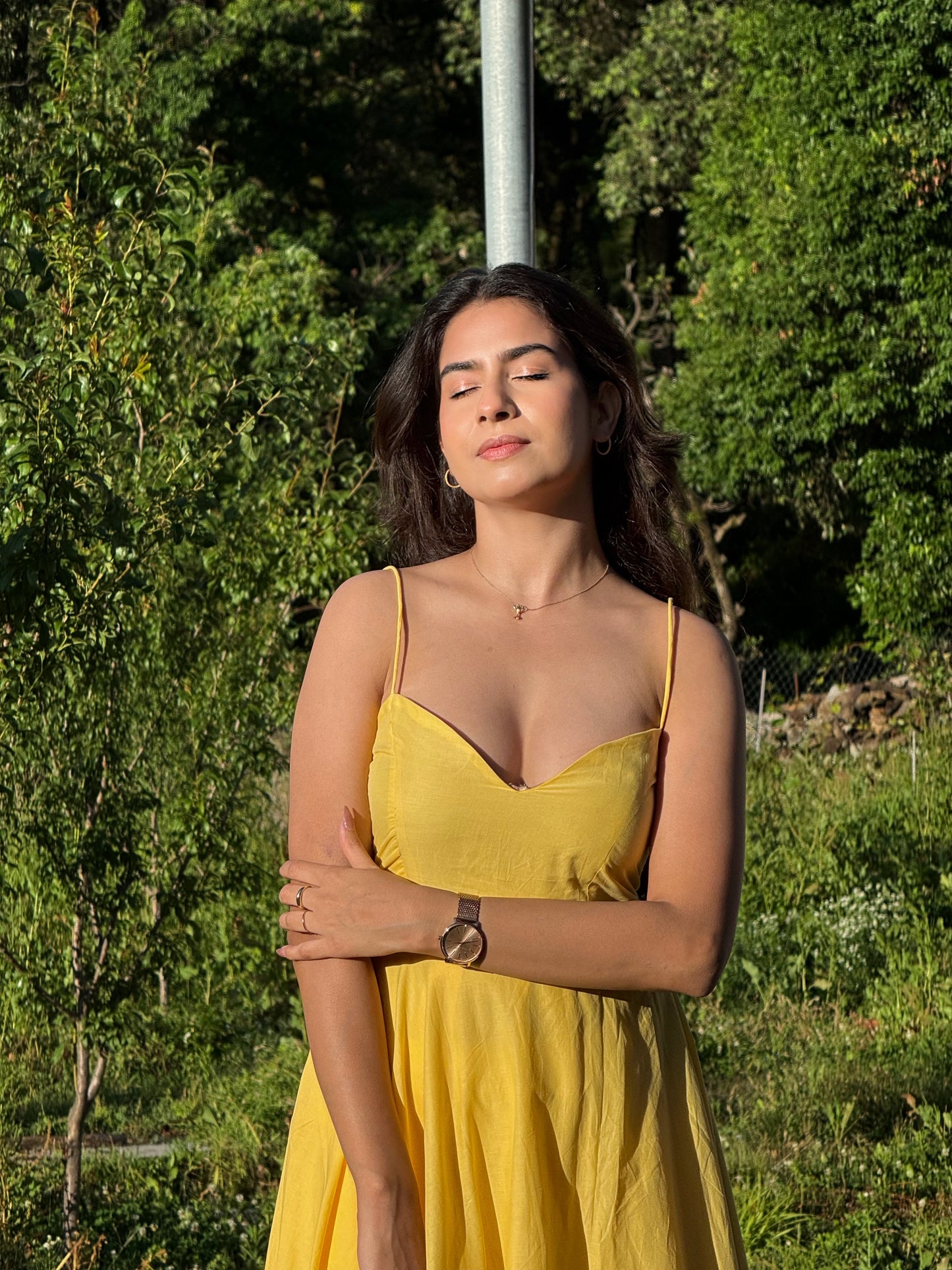 Butter Yellow Fit and Flare Midi Dress