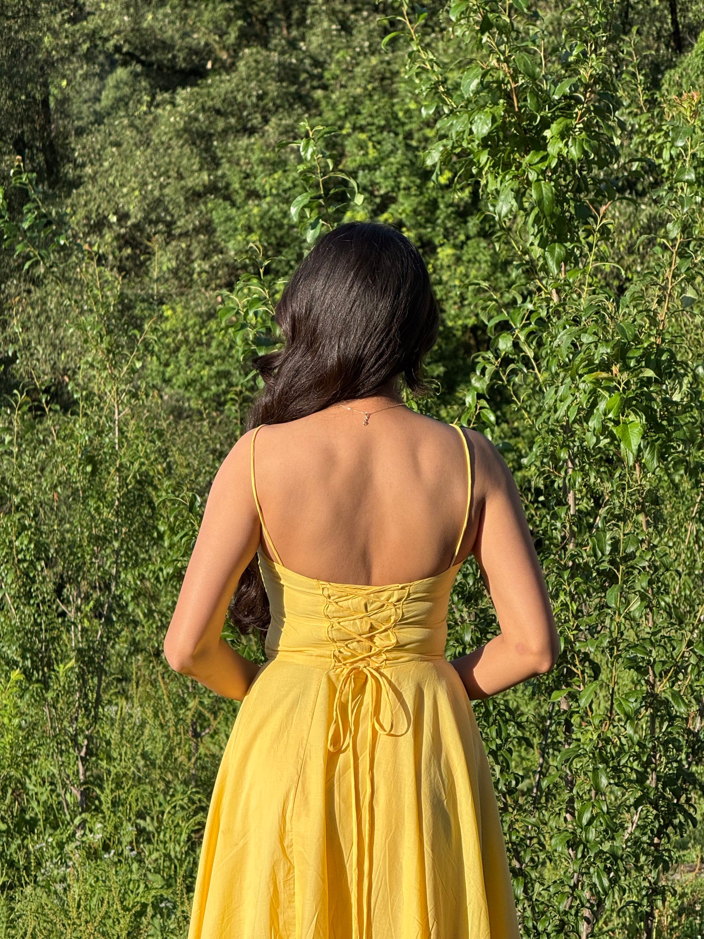 Butter Yellow Fit and Flare Midi Dress
