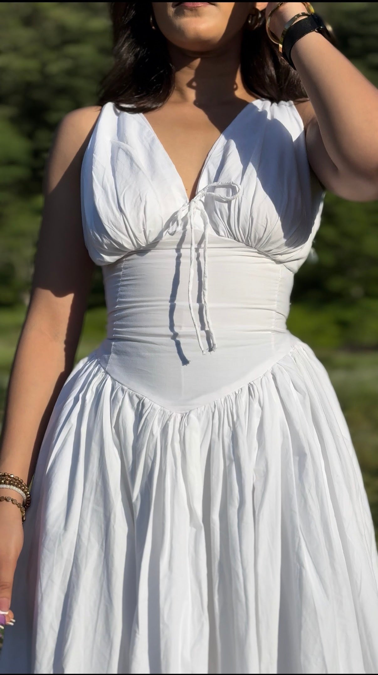 Snow White Fit and Flare Midi Dress