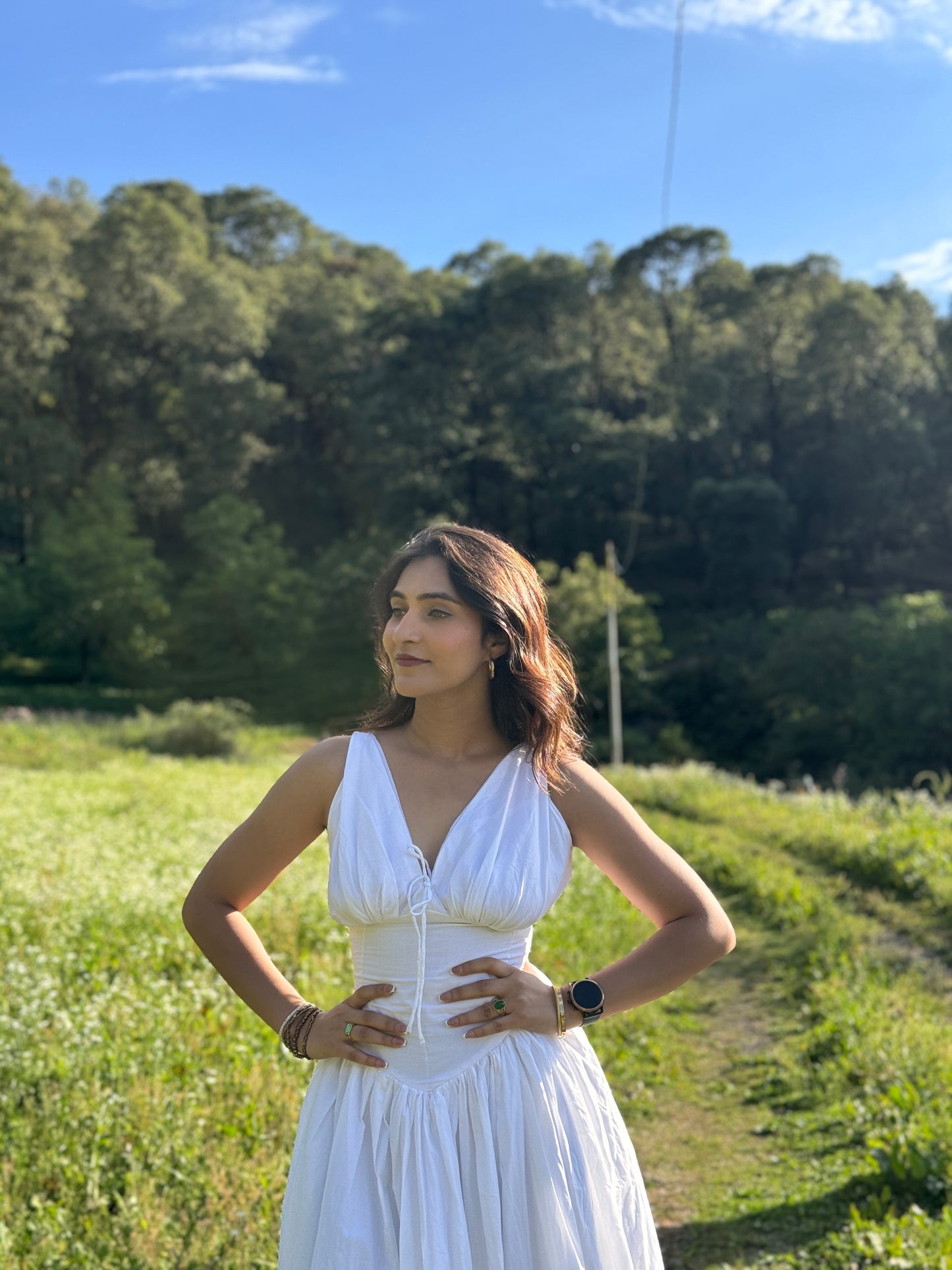 Snow White Fit and Flare Midi Dress