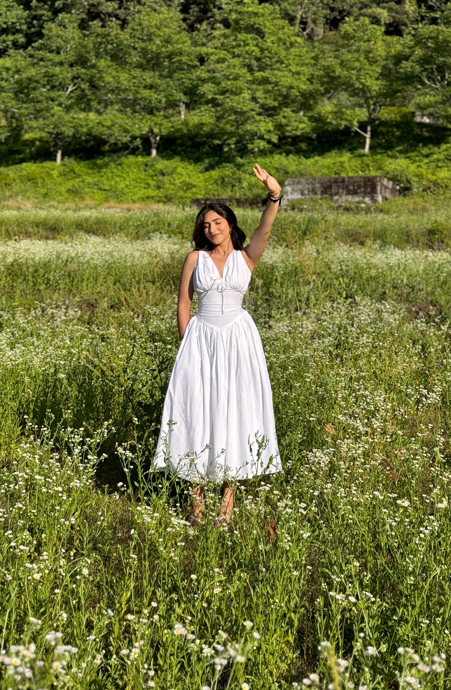 Snow White Fit and Flare Midi Dress