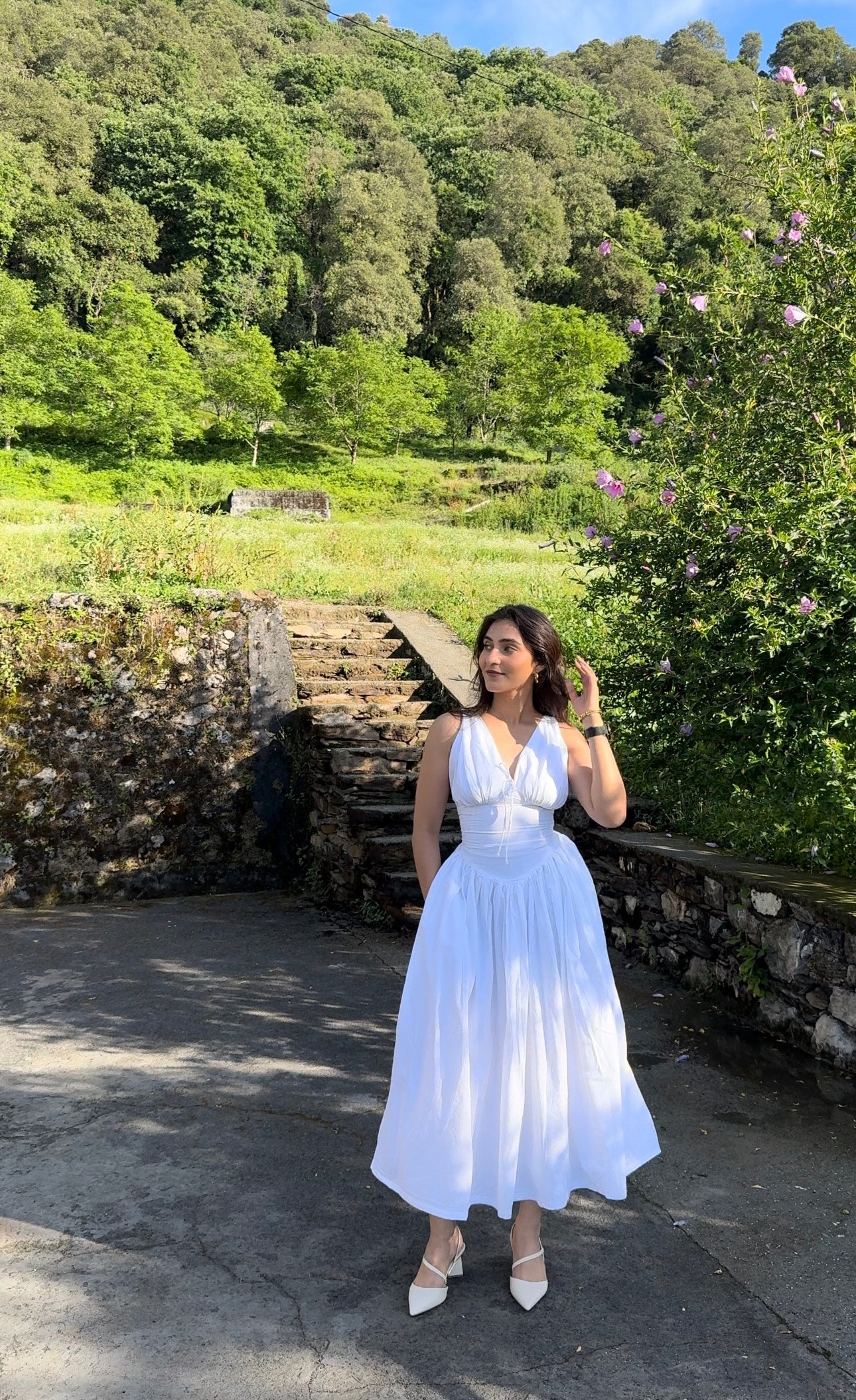 Snow White Fit and Flare Midi Dress