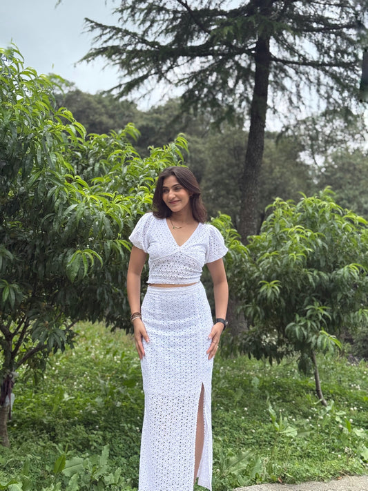 Lily White Skirt Co Ord Set