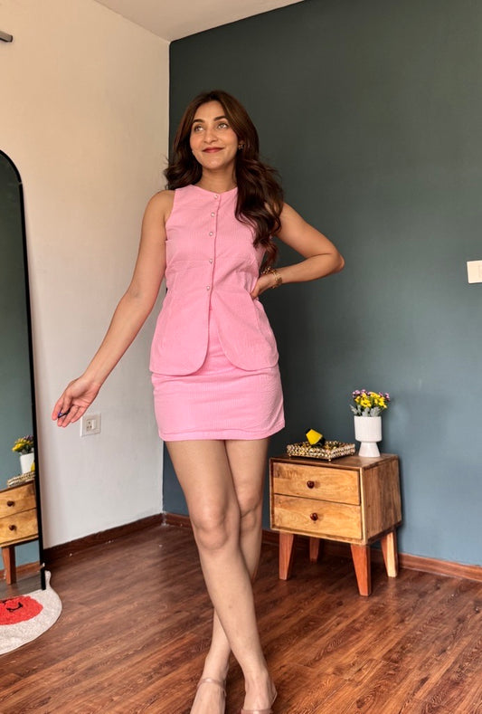 Bubblegum Pink Mini Skirt Co ord Set